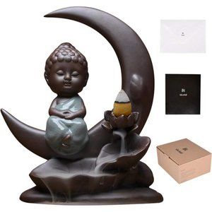 NEW With Tags Waterfall Incense Burner Holder Buddah Statue Decoration Holders
